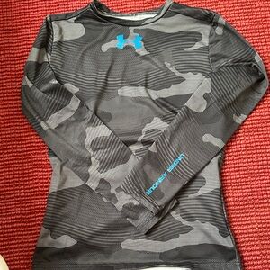 Under Armour Black and Gray Camo Shirt with Blue Logo